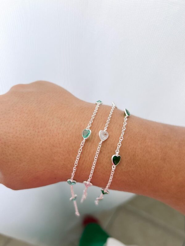 Pulseira Zircônia Coração em Prata - Image 2