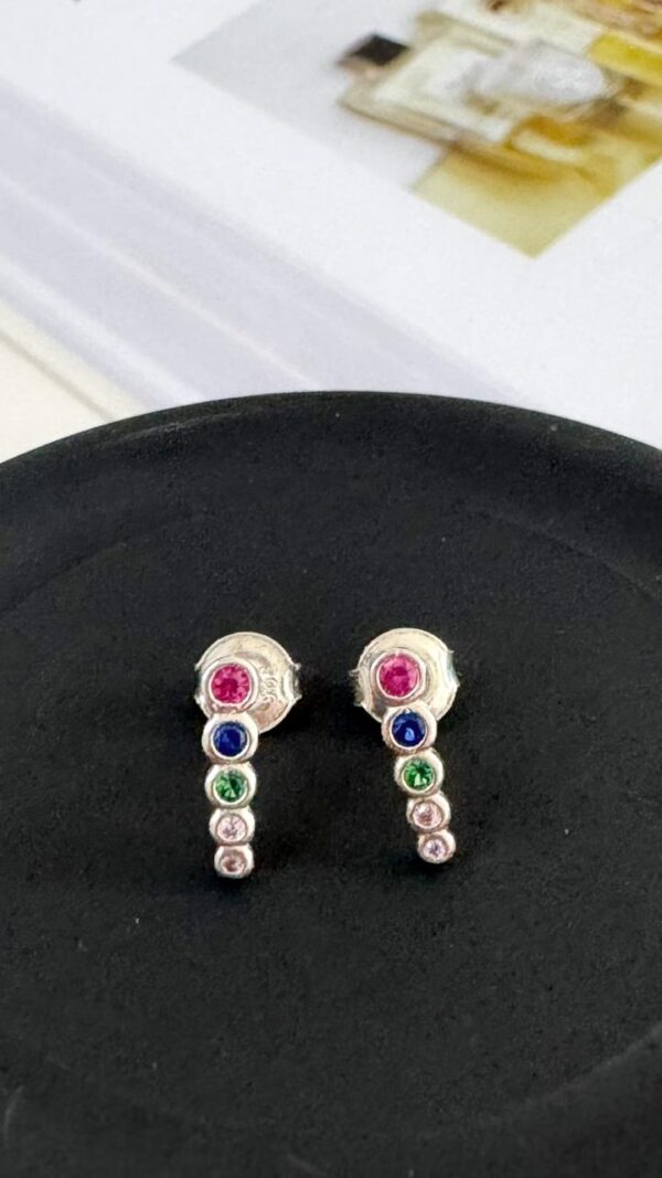 Brinco de Prata com Pedras de Zircônia colorida