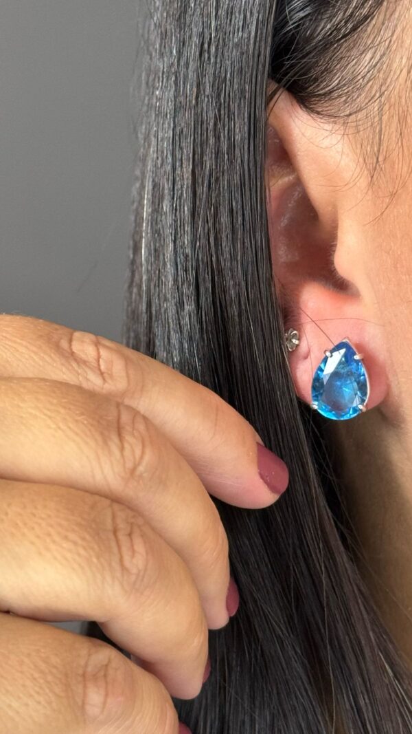 Brinco de Prata Gota Azul
